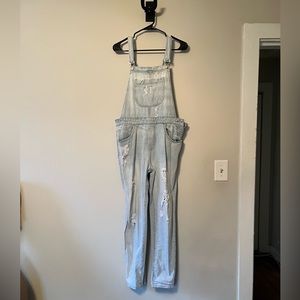 Forever 21 acid washed ripped overalls
